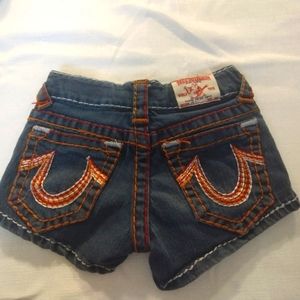 True Religion Low Rise Joey Super T Cut-Off Shorts Sz 10, 22" Waist, 27" Hip